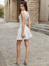 Bow Tie Embellished Sleeveless Pleated Mini Dress